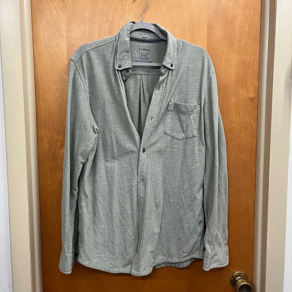 L.L. Bean slightly fitted Men's Light Green button down shirt
